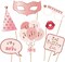 70th Birthday Party Photo Booth Props and Signs, Rose Gold 70 Birthday Party Selfie Props Kit with Sticks for Women